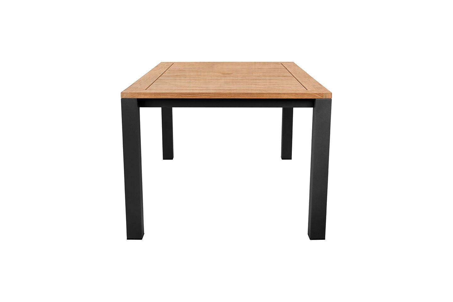 Elements Alu Dining Table 160x100cm (64"x39"), Teak Top, w. umbrella hole, Slate